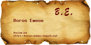 Boros Emese névjegykártya